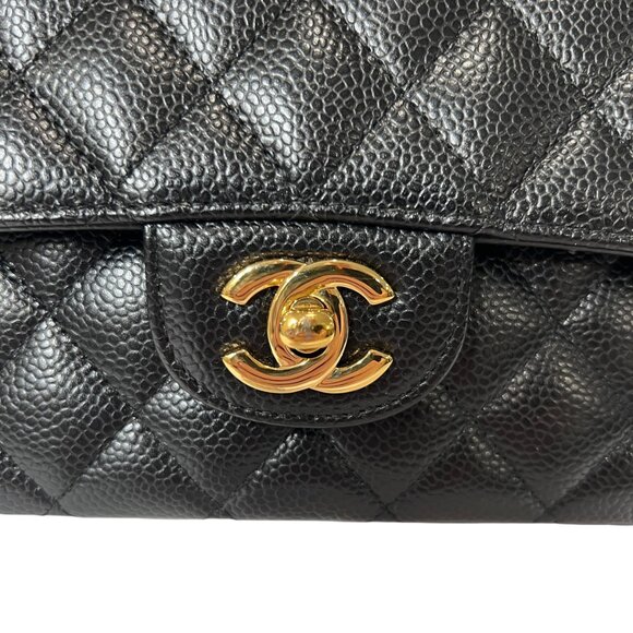 CHANEL Black Quilted Leather Caviar Double Flap Crossbody Timeless Bag Medium - Picture 2 of 15